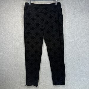 Zac & Rachel Pants Womens Size Medium Black Floral Print Rayon Blend Pull On